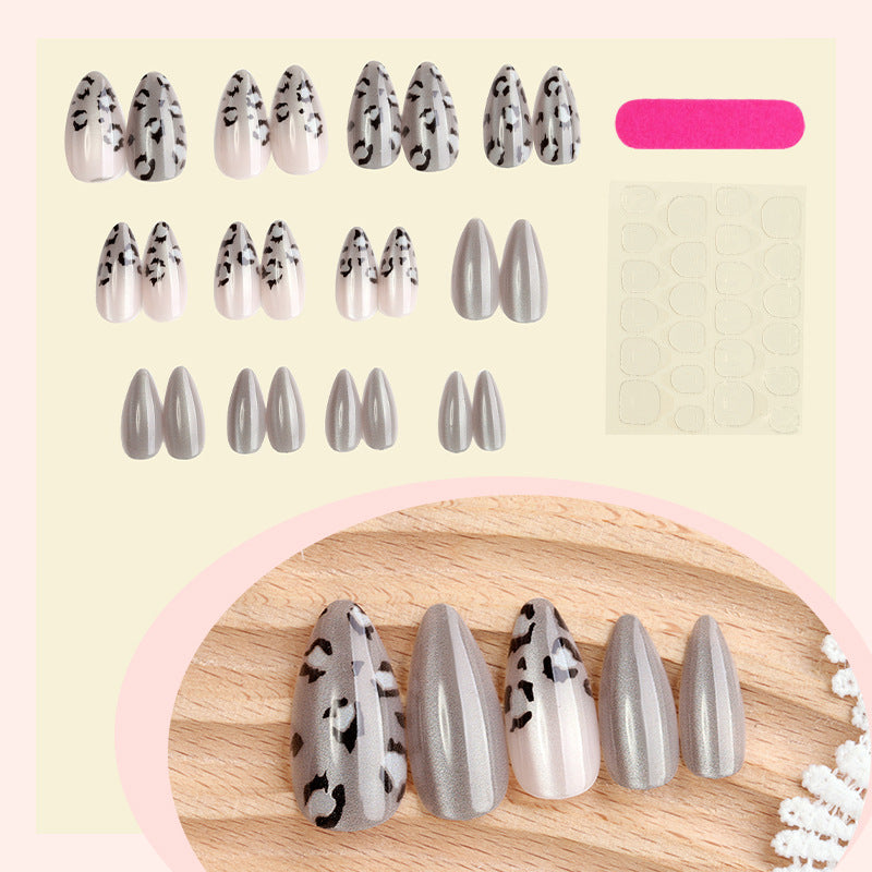 Cat Eye & Leopard Print Press-On Nails, 24-Piece Set – close-up detail