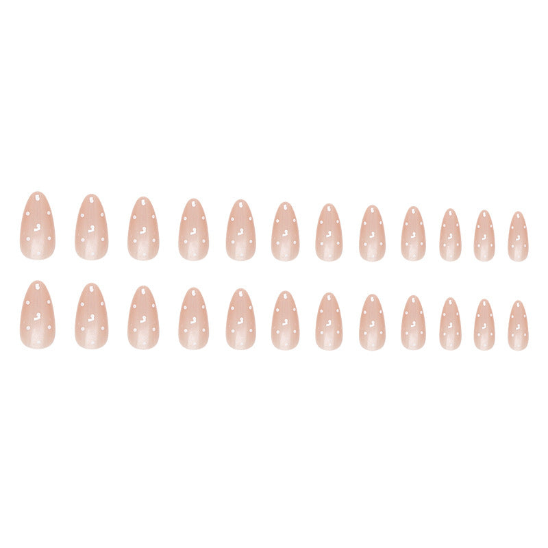 Cat Eye & Polka Dot Press-On Nails, Almond – full set laid out