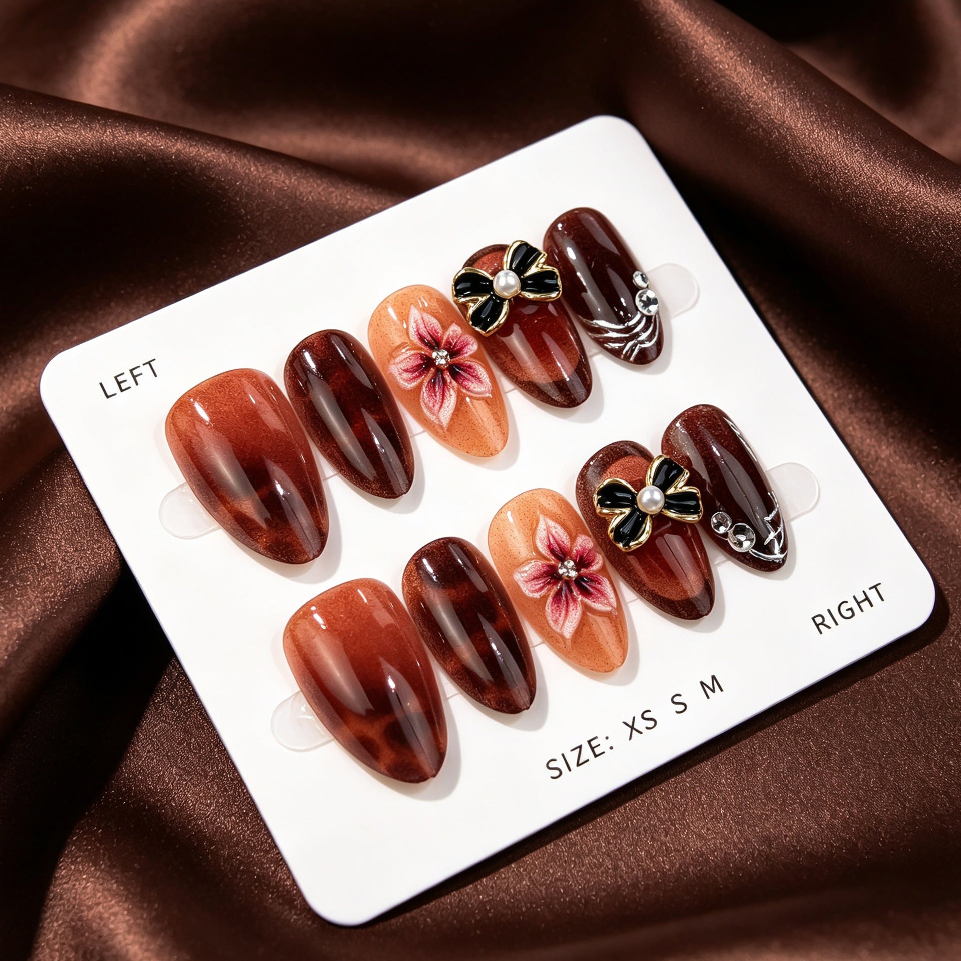 French Tip & Gold-Plated Press-On Nails, Short Almond, 30-Piece Set – close-up detail