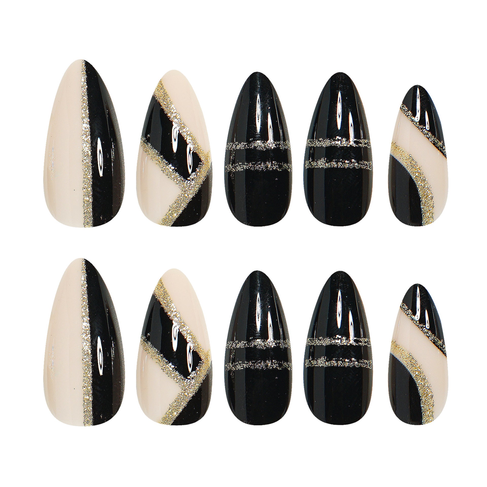 Water Drop & Glitter French Press-On Nails – side angle