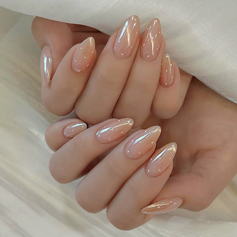 Cat Eye & Polka Dot Press-On Nails, Almond – front view