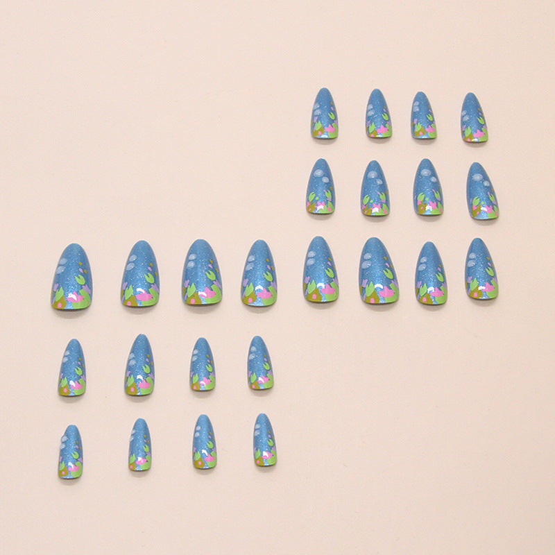 Long Almond Beaded Detail Press-On Nail Set (24 Pieces) – side angle