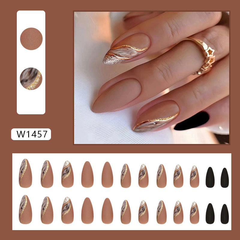 Medium Almond Blossom Press-On Nail Set (24 Pieces) – close-up detail