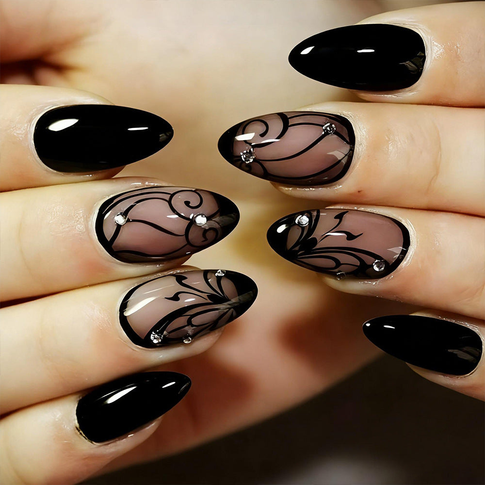 Rhinestone Press-On Nails – front view