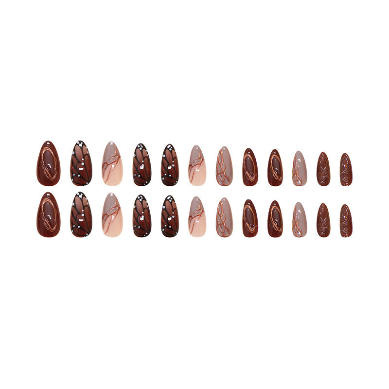 Butterfly & Corrugated Texture Gel Press-On Nails – full set laid out