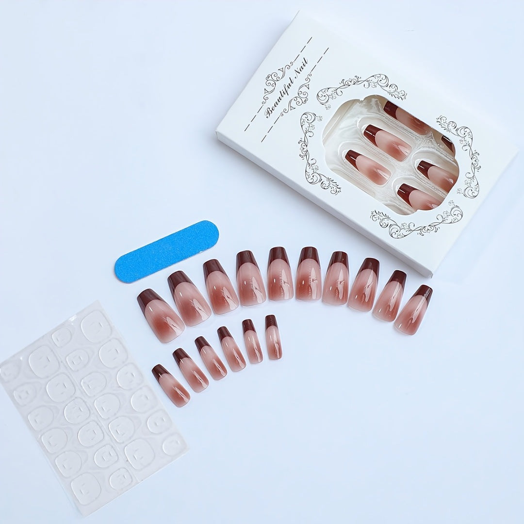 Ice-Clear & Ombre Gradient Ombre Nails, Medium, 24 Pieces – close-up detail