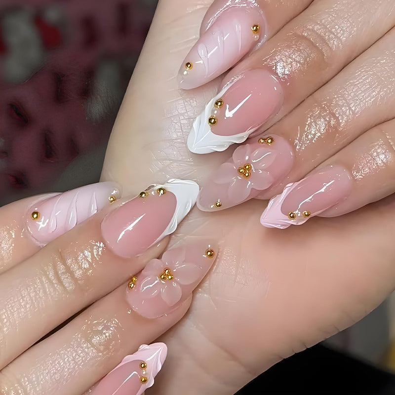 Embossed Texture & Wave Texture Press-On Nail Set (30 Pieces) – front view