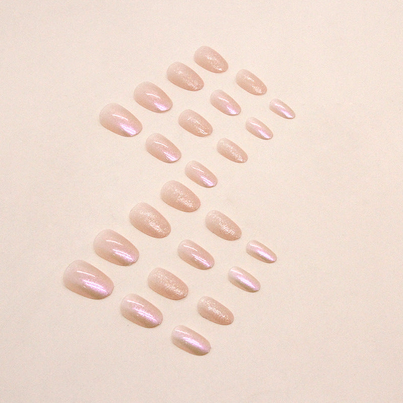 Aurora Shimmer & Glitter Press-On Nails, Oval – side angle