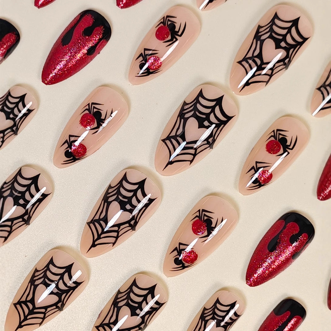 Halloween & Spiderweb French Nails, 24 Pieces – side angle
