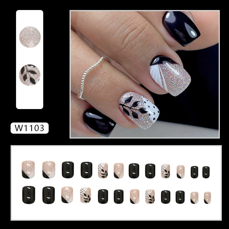 French Tip Press-On Nails, Short, 24-Piece Set – close-up detail