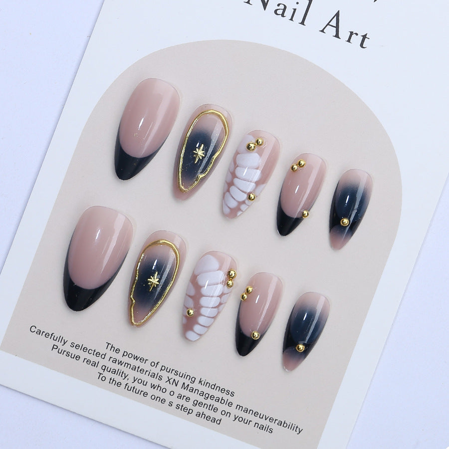 French Tip & Star Ombre Press-On Nails – close-up detail