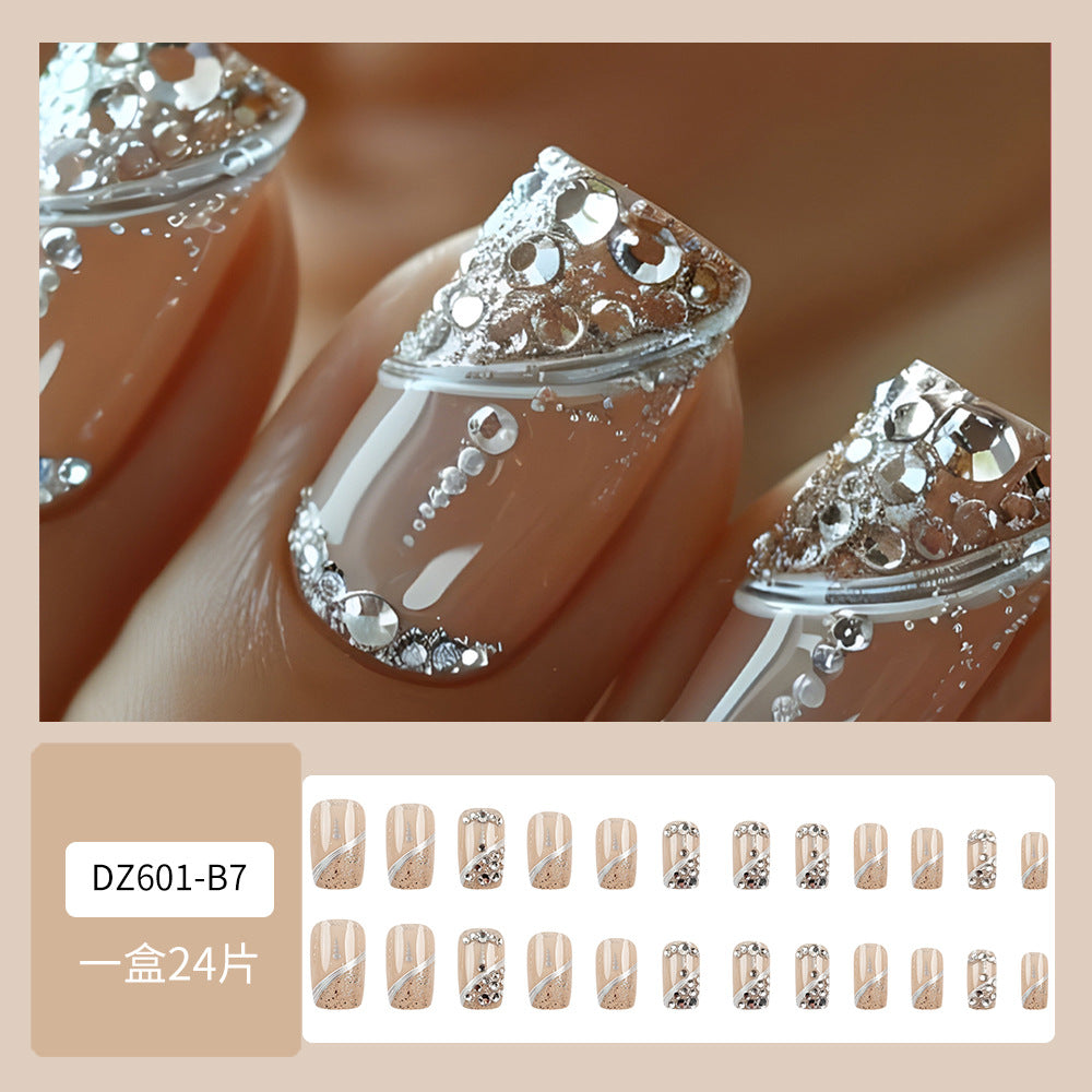Glitter & Diamond Accent Glitter Nails, 24 Pieces – close-up detail