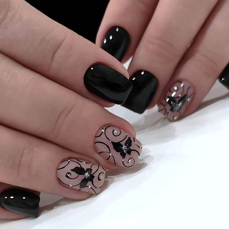 Butterfly Gel Press-On Nails, Short, 24 Pieces – front view