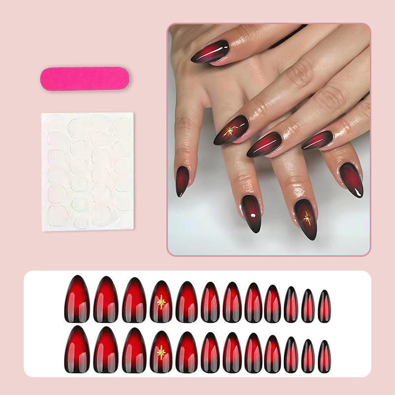 Ombre Gradient & Star Press-On Nail Set (24 Pieces) – close-up detail