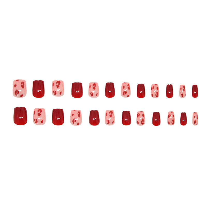 Short Square Leopard Print Press-On Nail Set (24 Pieces) – full set laid out