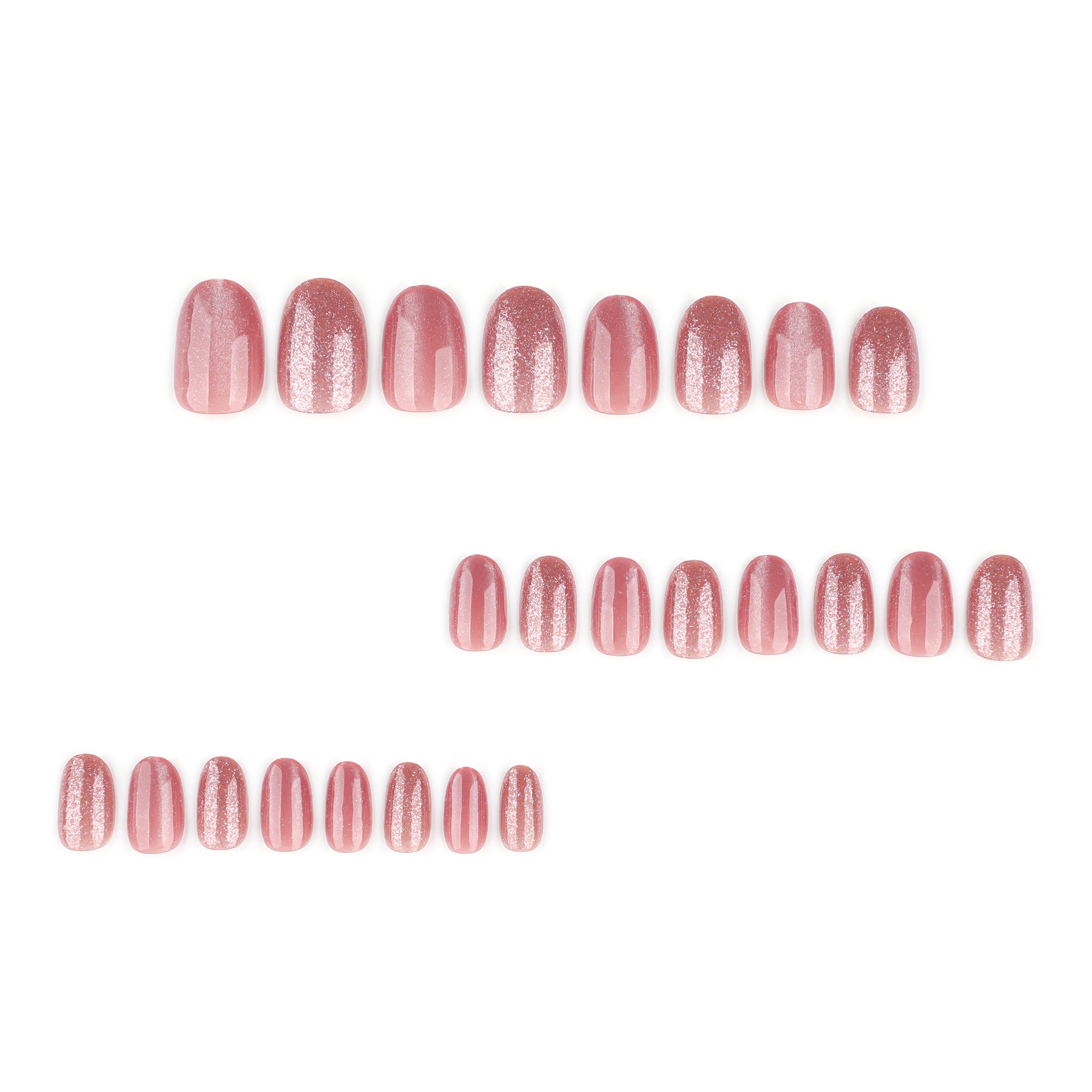 Cat Eye & Glitter Press-On Nails, Short Oval, 24-Piece Set – close-up detail