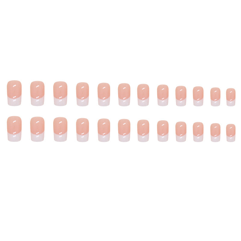 Classic French Tip Press-On Nails, Medium Square, 24-Piece Set – full set laid out