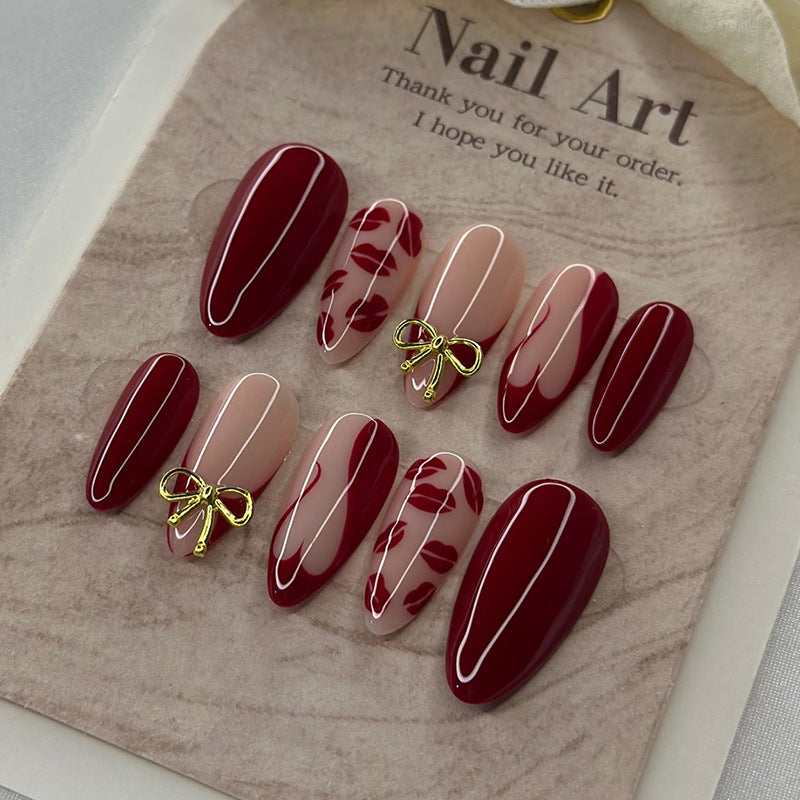 Valentine's Day & Heart French Press-On Nails – front view