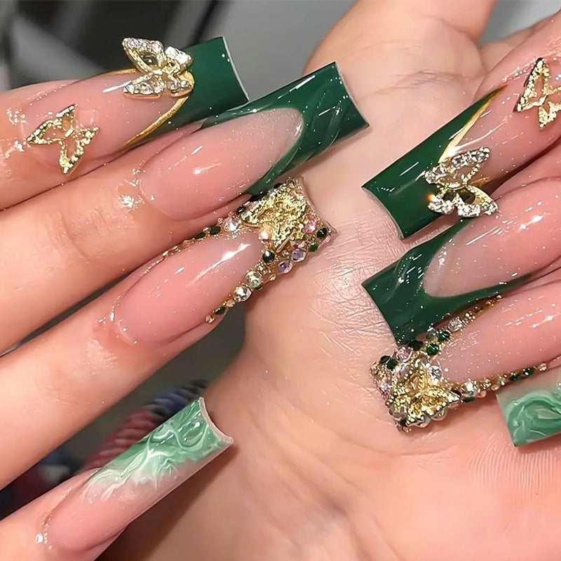Glitter & Diamond Accent Press-On Nails, Long – front view