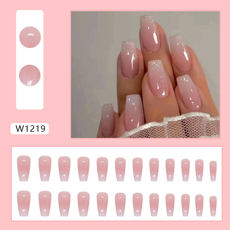Ombre Gradient & Glitter Press-On Nails, Long Ballerina, 24-Piece Set – close-up detail