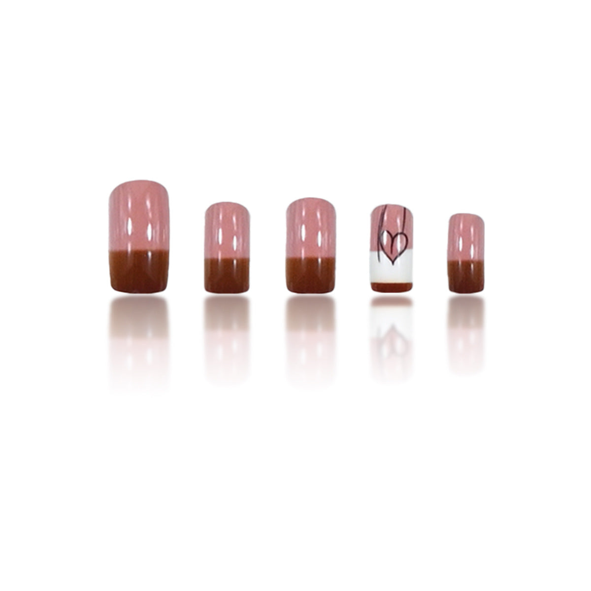 Checker Print & Heart Press-On Nails, Medium Square – side angle