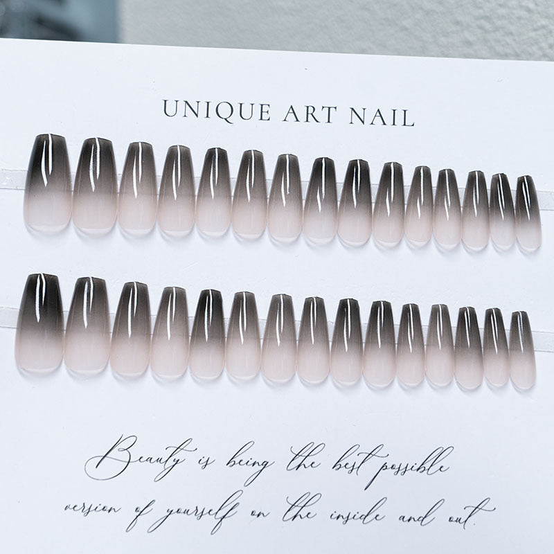 Crystal & Ombre Gradient Press-On Nails – close-up detail