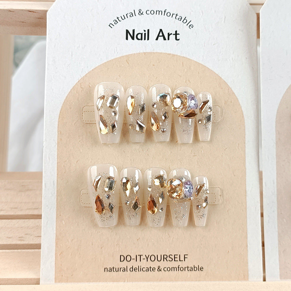 Ice-Clear & Glitter Nails, 10 Pieces – side angle