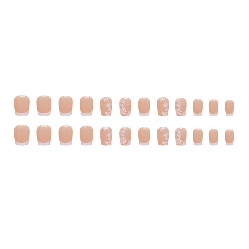 Short Ballerina Floral Press-On Nail Set (24 Pieces) – full set laid out