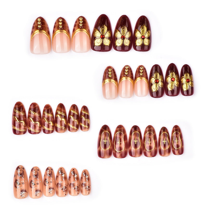 Gold-Plated & Diamond Accent French Press-On Nails on hand