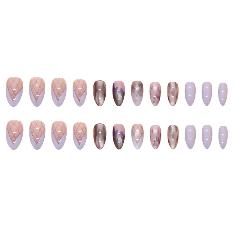 Abstract Line French Press-On Nails – full set laid out