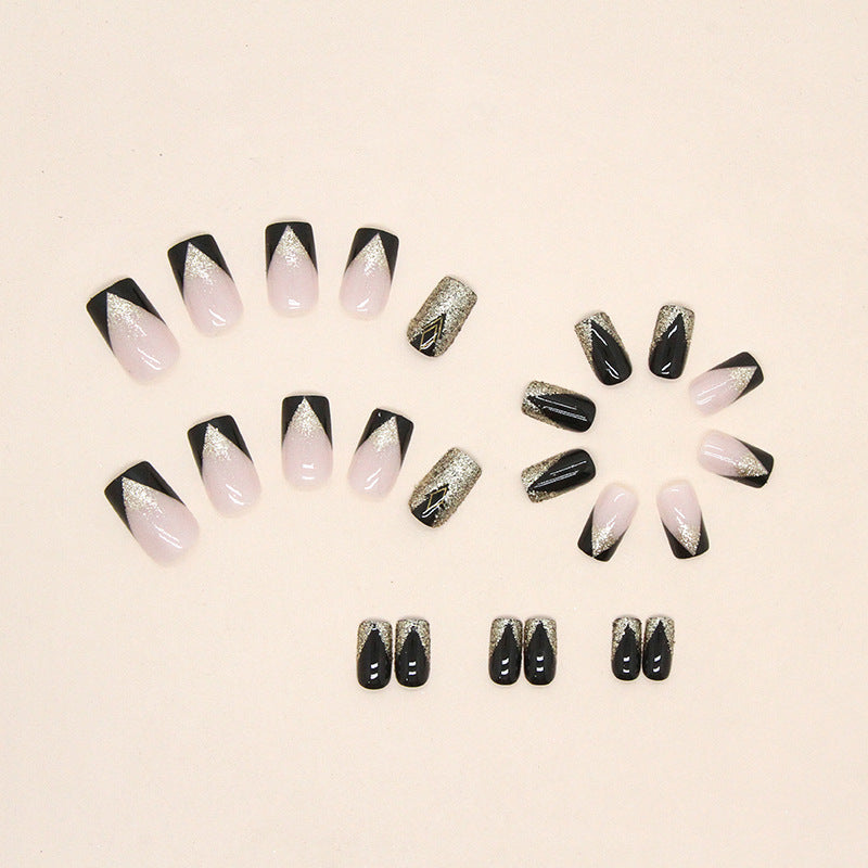 Glitter & French Tip Press-On Nails, Medium Square, 24-Piece Set on hand