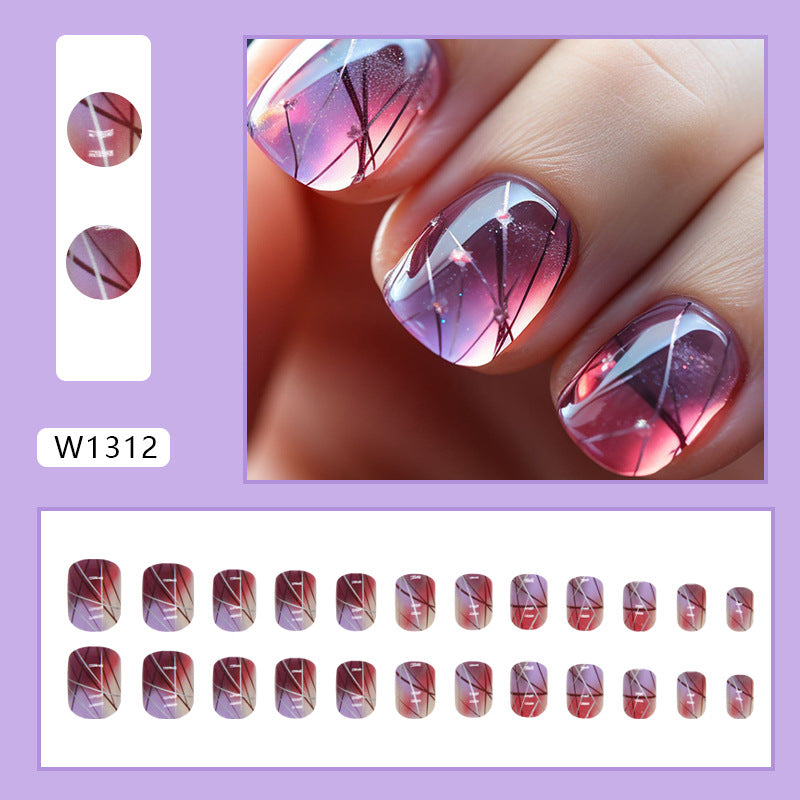 Blossom & Ice-Clear Press-On Nails, Short, 24-Piece Set – close-up detail