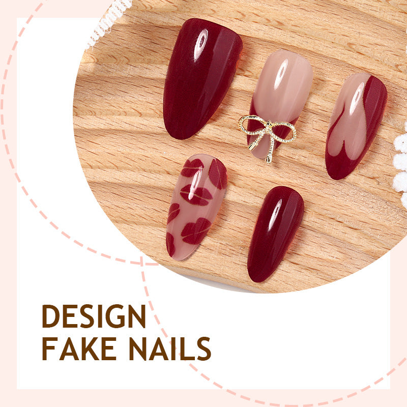 Valentine's Day & Heart French Press-On Nails – side angle