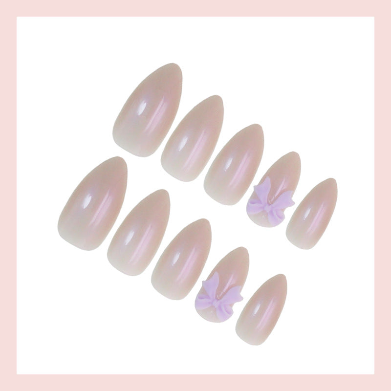 Ice-Clear & Bowknot Press-On Nails – side angle
