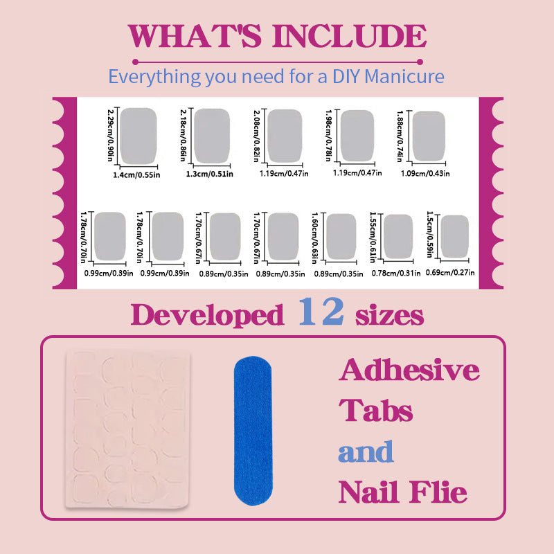 French Tip & Diamond Accent French Press-On Nails, Short on hand