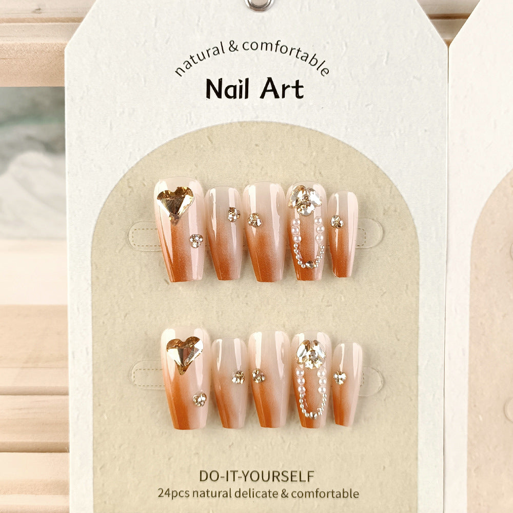 Pearl Detail & Heart Press-On Nail Set (24 Pieces) – side angle