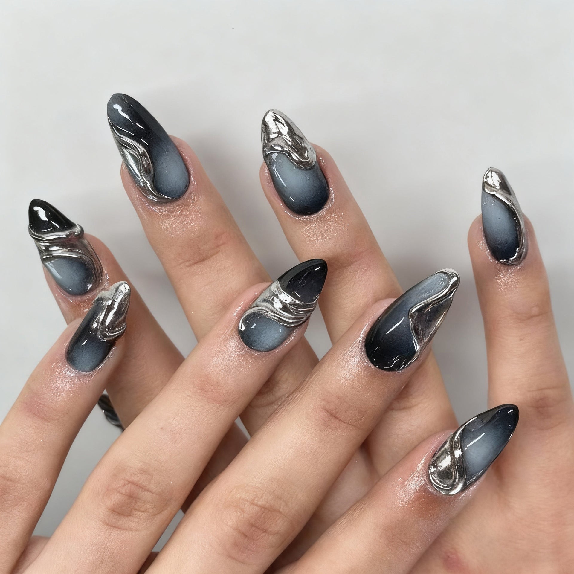 Gold-Plated & French Tip French Press-On Nails – front view