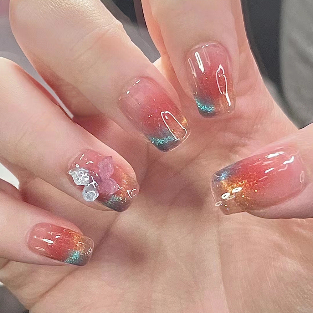 Butterfly & Crystal Press-On Nail Set (10 Pieces) – front view
