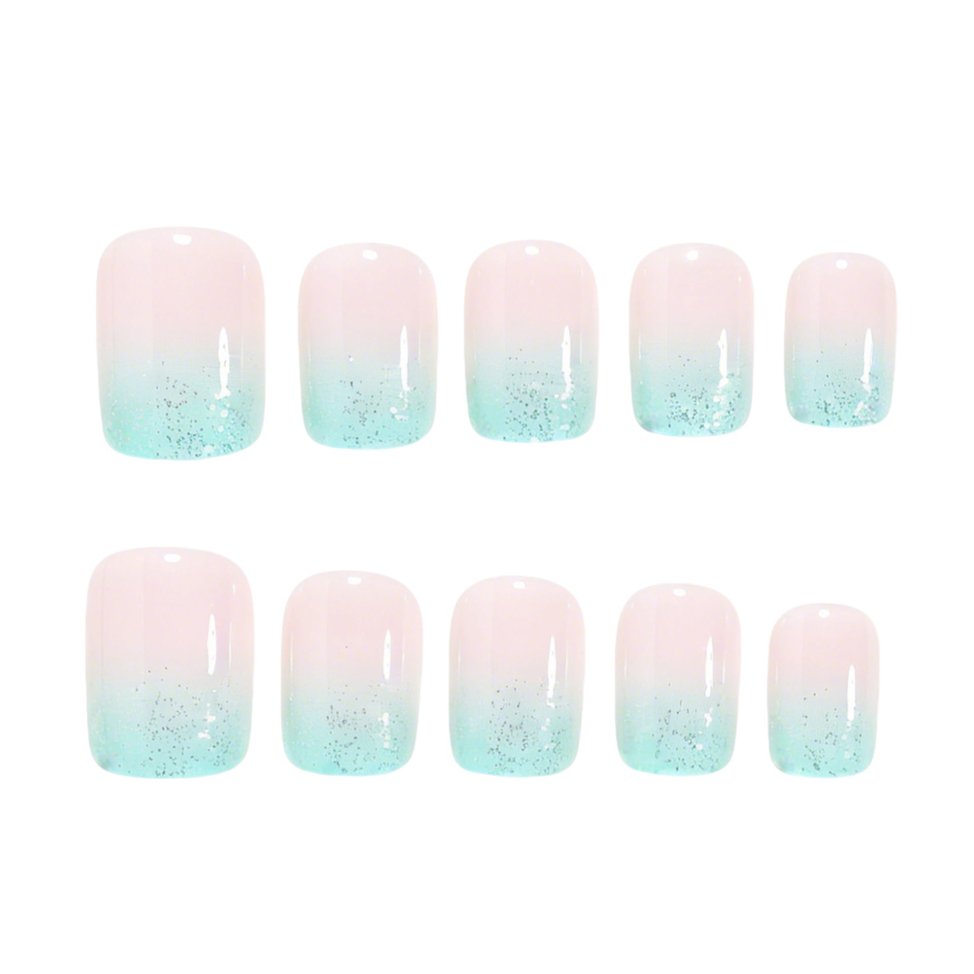 Ombre Gradient & Glitter Press-On Nails, 24-Piece Set – close-up detail