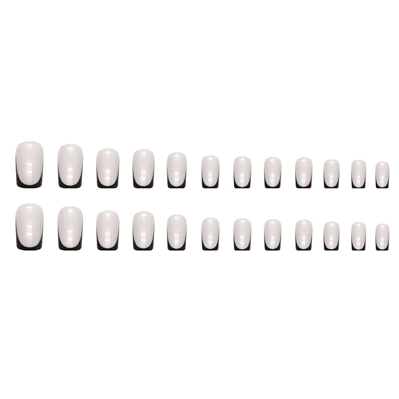 Aurora Shimmer & French Tip French Nails, Medium, 24 Pieces – full set laid out