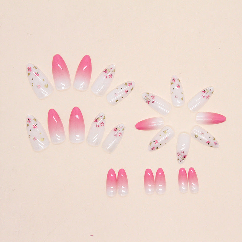 Floral & Ombre Gradient Ombre Press-On Nails – side angle