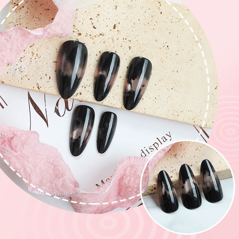 Medium Almond Cat Eye & Ombre Gradient Press-On Nail Set (24 Pieces) – close-up detail