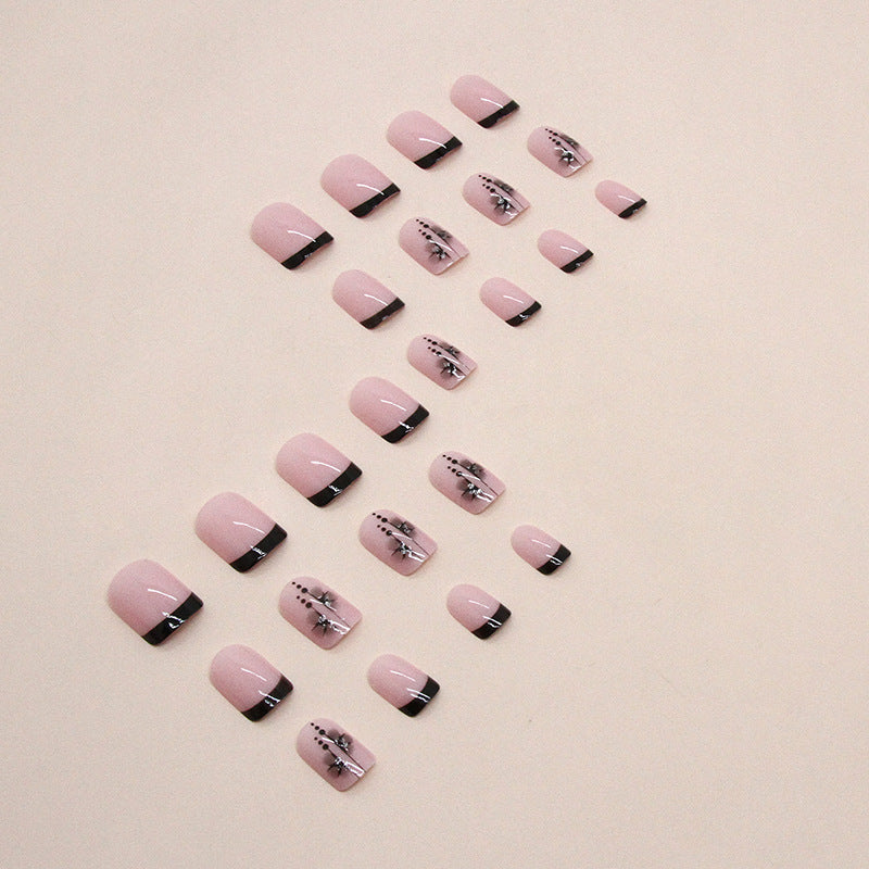 French Tip French Nails, Short, 24 Pieces – side angle