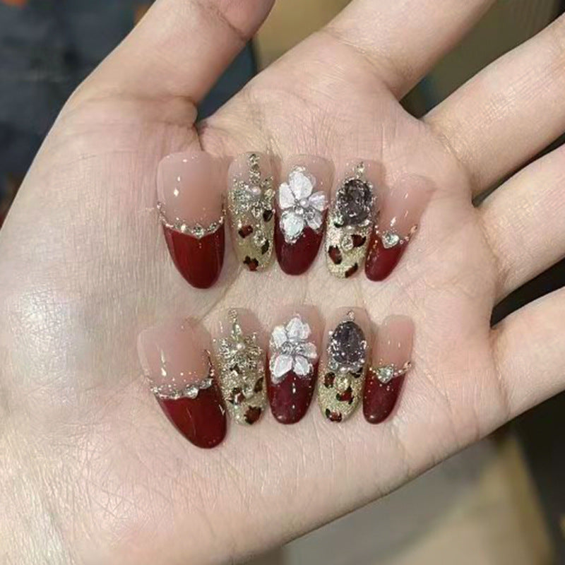 Cat Eye & Glitter Press-On Nails, Medium Almond, 30-Piece Set – front view