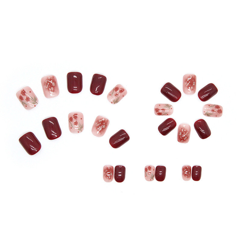 Rose & Gold Foil Press-On Nails – side angle