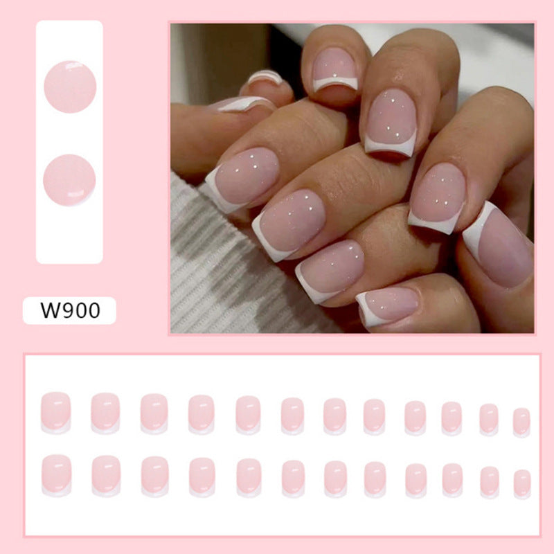 French Tip Press-On Nails, Short – close-up detail