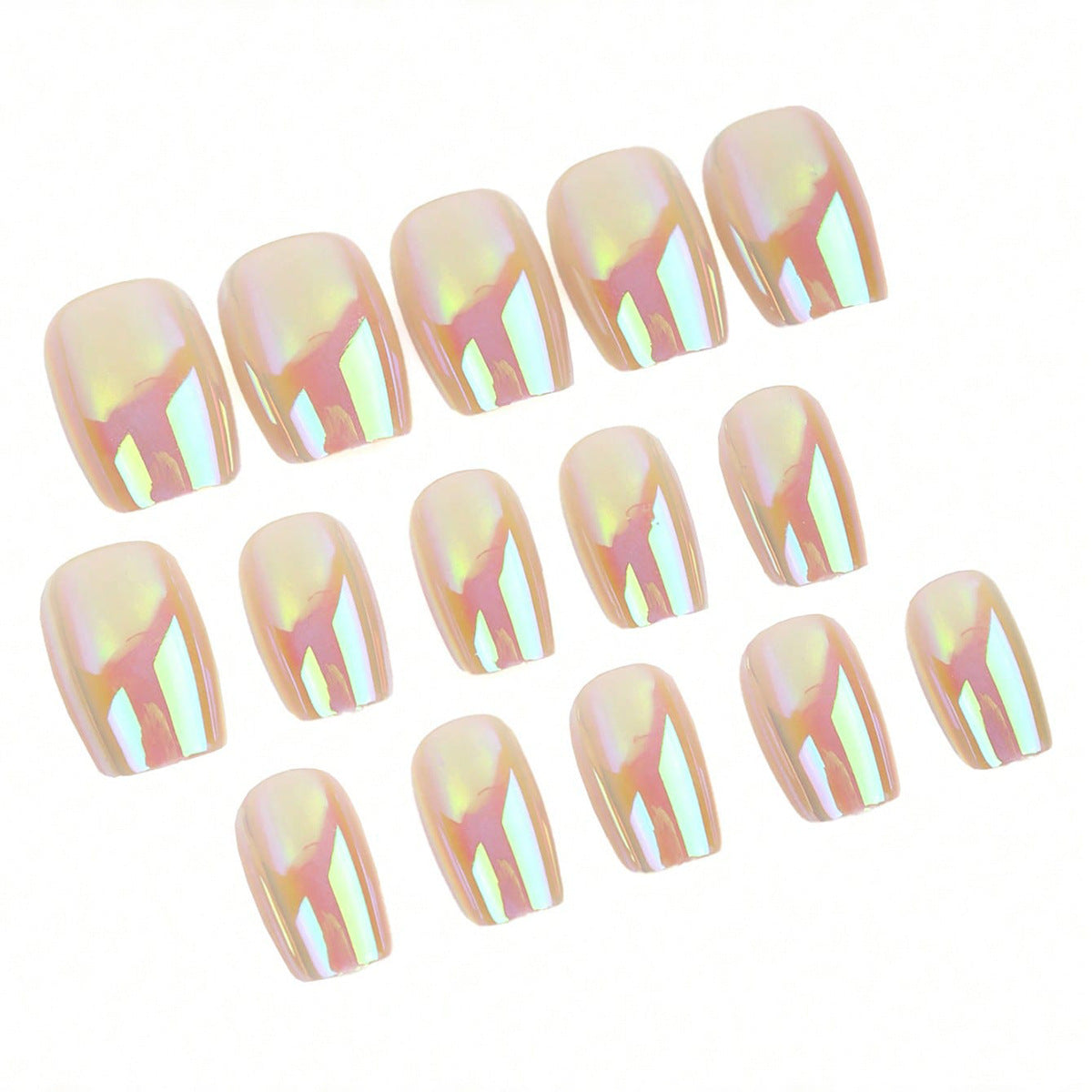 Electroplated Finish & Rainbow Press-On Nails, Medium, 24-Piece Set – close-up detail
