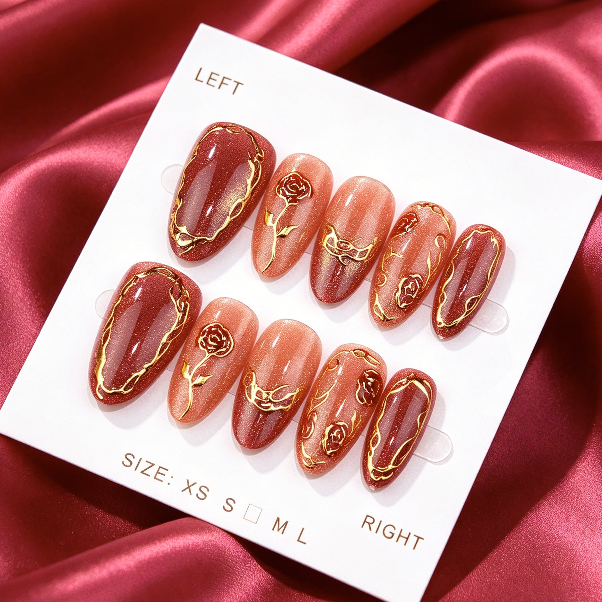 Medium Cat Eye & French Tip Press-On Nail Set (30 Pieces) – close-up detail