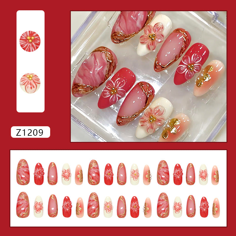 Gold-Plated & Ice-Clear Press-On Nails, Medium Almond, 30-Piece Set – close-up detail