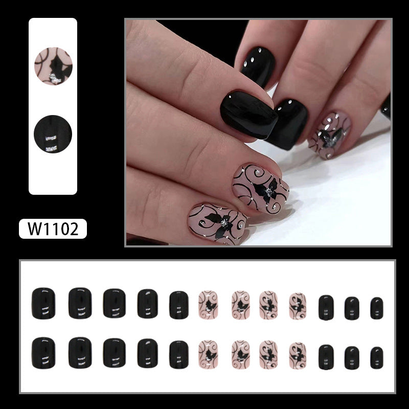 Butterfly Gel Press-On Nails, Short, 24 Pieces – close-up detail